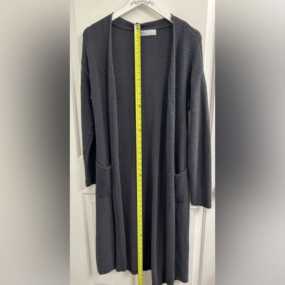Free People FP Beach L Long Gray Open Cardigan Pockets Bohemian Fall Layering - Picture 3 of 8